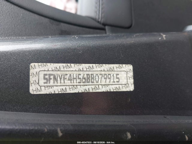 2011 Honda Pilot Ex-l მანქანა იყიდება აუქციონზე, vin: 5FNYF4H56BB079915, აუქციონის ნომერი: 45347533