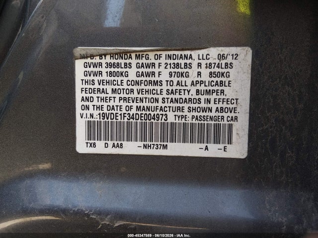 2013 Acura Ilx 2.0l მანქანა იყიდება აუქციონზე, vin: 19VDE1F34DE004973, აუქციონის ნომერი: 45347589