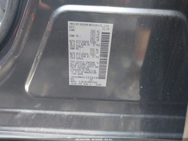 Продажа на аукционе авто 2014 Infiniti Qx60, vin: 5N1AL0MMXEC522029, номер лота: 45347596