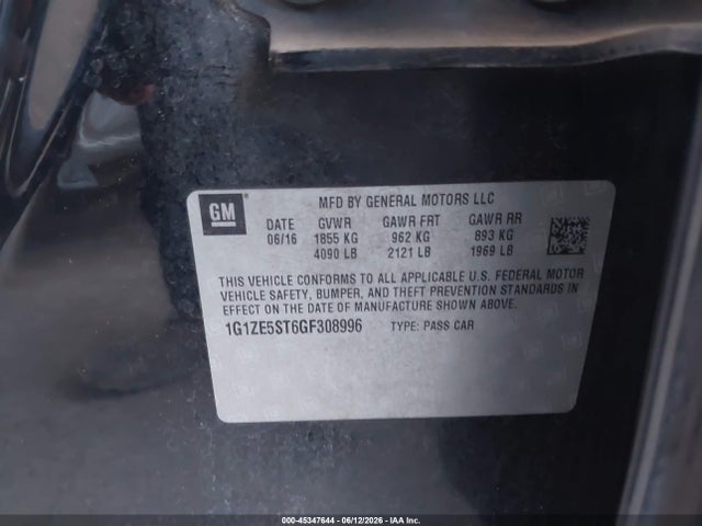 1G1ZE5ST6GF308996 Chevrolet MALIBU 1LT