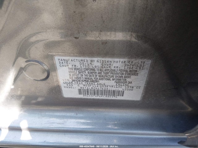 Nissan Versa 1.6 Sv 2019 3N1CN7AP6KL880391 Image 9
