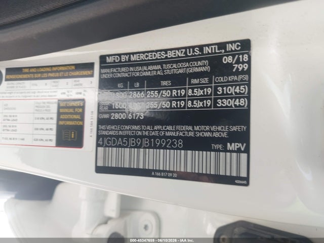 Продаж на аукціоні авто 2018 Mercedes-benz Gle 350, vin: 4JGDA5JB9JB199238, номер лоту: 45347659