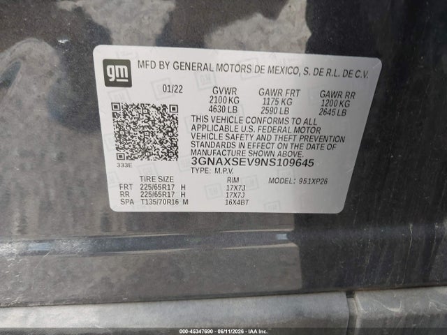 Chevrolet Equinox Awd Ls 2022 3GNAXSEV9NS109645 Image 9