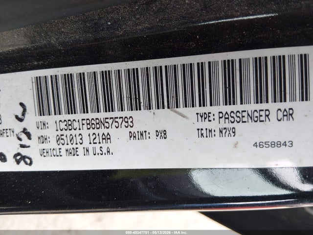 45347751 :رقم المزاد ، 1C3BC1FB6BN575793 vin ، 2011 Chrysler 200 Touring مزاد بيع
