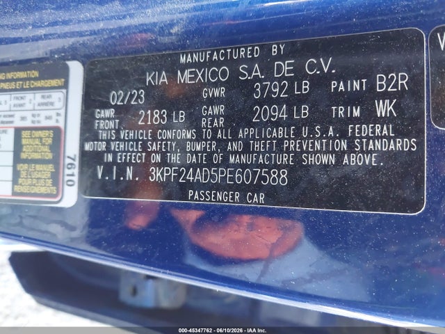 3KPF24AD5PE607588 KIA Forte Lxs