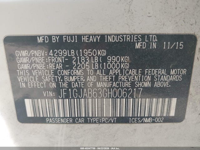 Subaru Impreza 2.0i Premium 2016 JF1GJAB63GH006217 Image 9