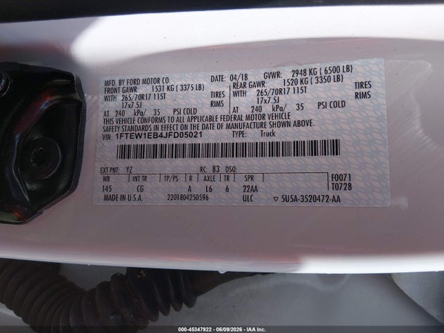 Ford F-150 Xl 2018 1FTEW1EB4JFD05021 Image 9