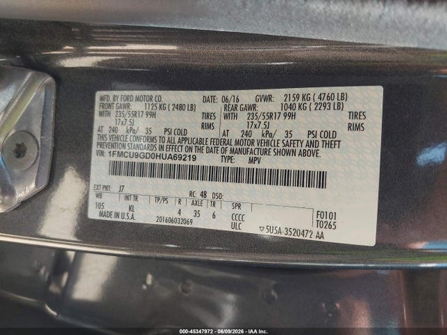 Aukcja sprzedaży 2017 Ford Escape Se, vin: 1FMCU9GD0HUA69219, numer aukcji: 45347972