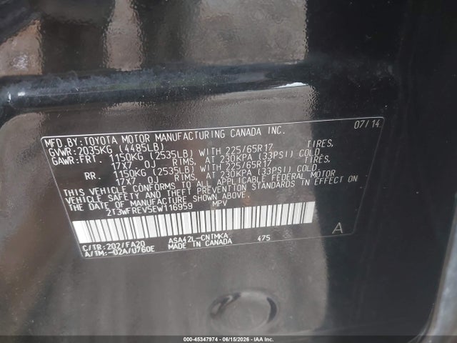 Продаж на аукціоні авто 2014 Toyota Rav4 Xle, vin: 2T3WFREV5EW116959, номер лоту: 45347974