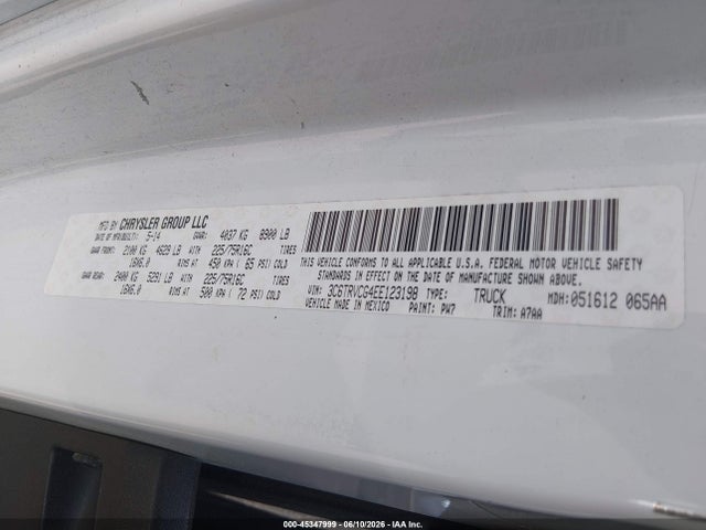 Aukcja sprzedaży 2014 Ram Promaster 2500 High Roof, vin: 3C6TRVCG4EE123198, numer aukcji: 45347999