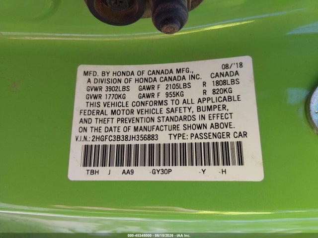 Honda Civic Ex-t 2018 2HGFC3B38JH356883 Image 9