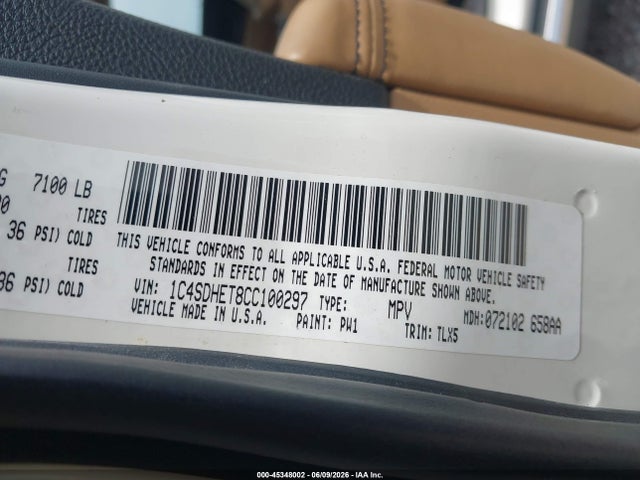 Aukcja sprzedaży 2012 Dodge Durango Citadel, vin: 1C4SDHET8CC100297, numer aukcji: 45348002