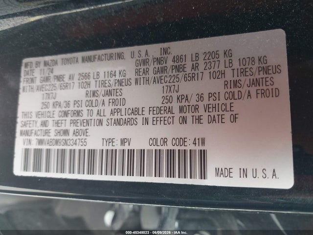 Aukcja sprzedaży 2025 Mazda Cx-50 2.5 S Premium Package, vin: 7MMVABDM9SN334755, numer aukcji: 45348023