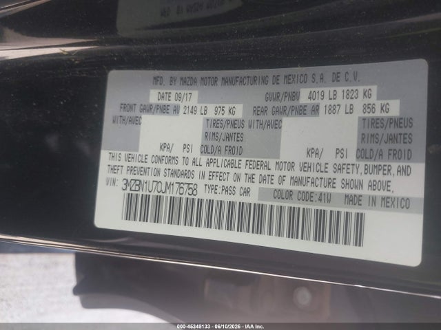 Aukcja sprzedaży 2018 Mazda Mazda3 Sport, vin: 3MZBN1U70JM176758, numer aukcji: 45348133