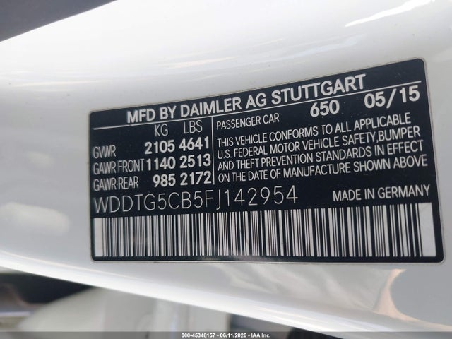 45348157 :رقم المزاد ، WDDTG5CB5FJ142954 vin ، 2015 Mercedes-benz Gla 45 Amg 4matic مزاد بيع