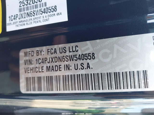 45348171 :رقم المزاد ، 1C4PJXDN6SW540558 vin ، 2025 Jeep Wrangler 4-door Summit 4x4 مزاد بيع