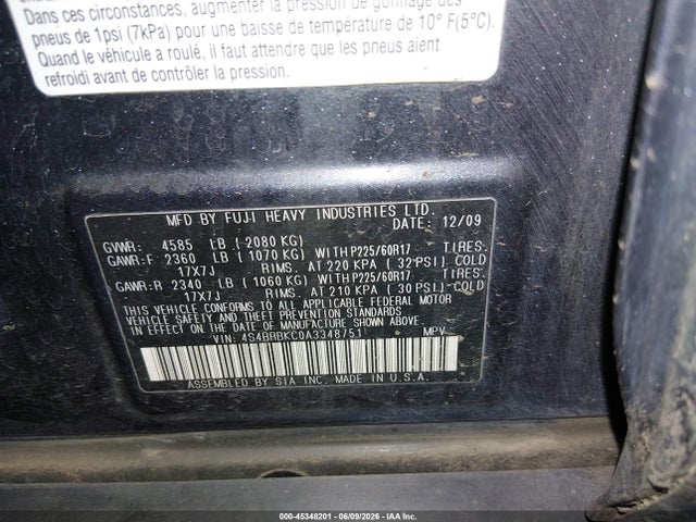 Продажа на аукционе авто 2010 Subaru Outback 2.5i Limited, vin: 4S4BRBKC0A3348751, номер лота: 45348201