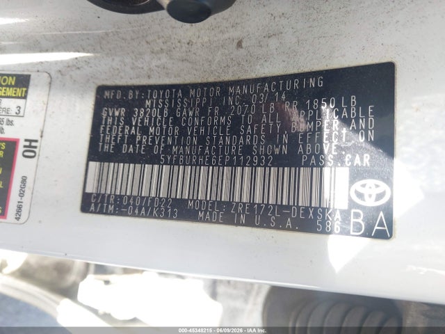 Toyota Corolla S Plus 2014 5YFBURHE6EP112932 Image 9