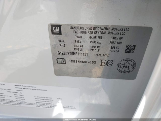 Продажа на аукционе авто 2017 Chevrolet Malibu 1lt, vin: 1G1ZE5ST0HF111131, номер лота: 45348246