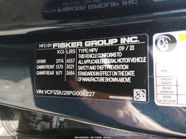 Fisker Ocean One 2023 VCF1ZBU28PG006227 Image 9