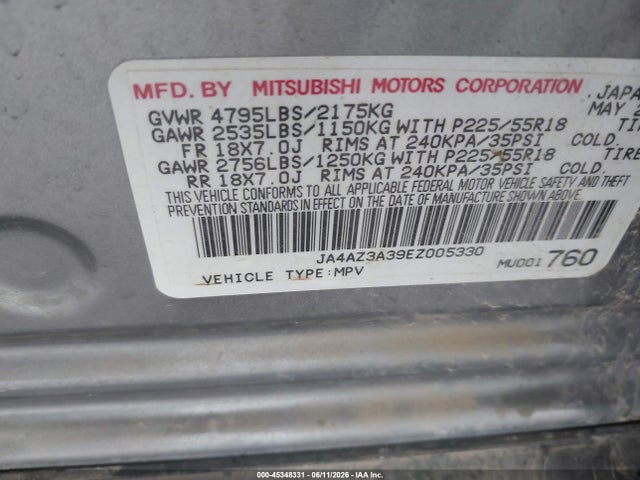 Aukcja sprzedaży 2014 Mitsubishi Outlander Se, vin: JA4AZ3A39EZ005330, numer aukcji: 45348331