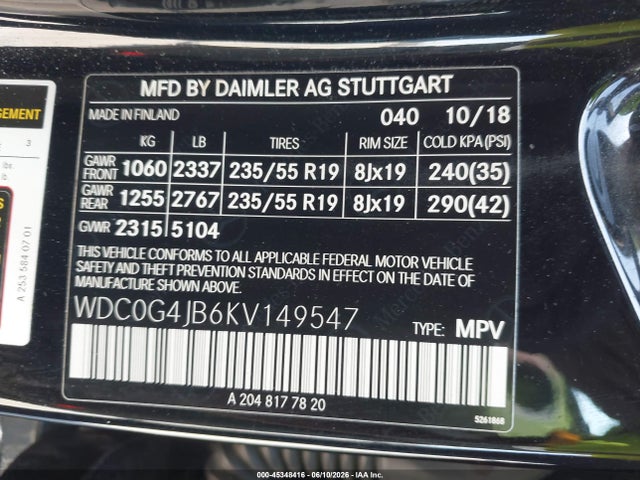 WDC0G4JB6KV149547 Mercedes-Benz GLC 300