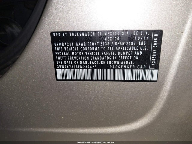 3VW2K7AJ8FM237423 Volkswagen Jetta 2.0l S