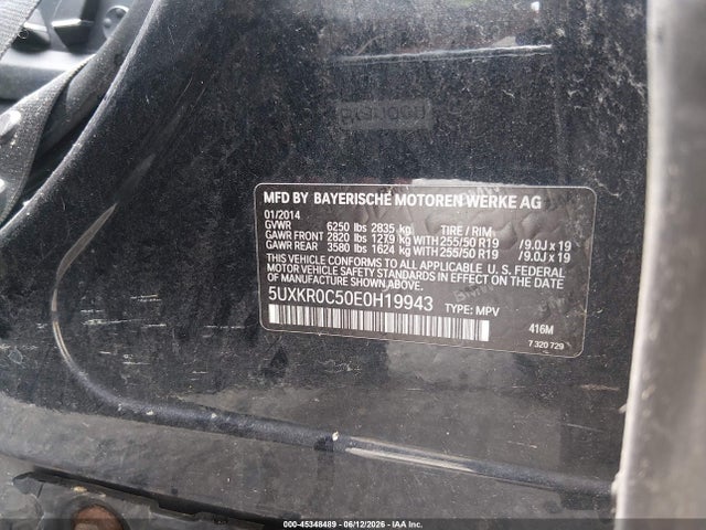 45348489 :رقم المزاد ، 5UXKR0C50E0H19943 vin ، 2014 Bmw X5 Xdrive35i مزاد بيع