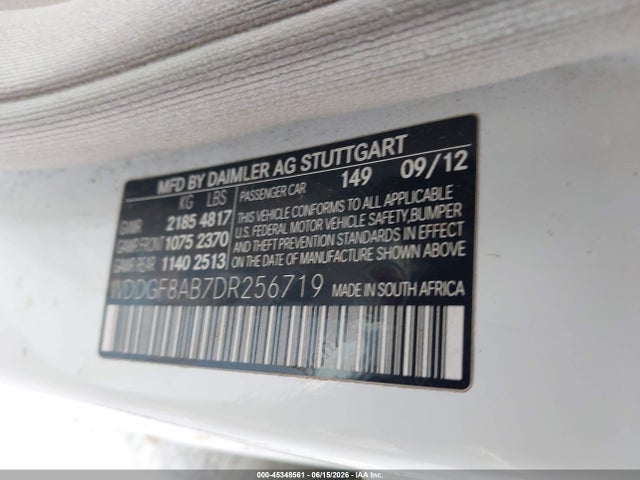 Aukcja sprzedaży 2013 Mercedes-benz C 300 Sport 4matic, vin: WDDGF8AB7DR256719, numer aukcji: 45348561