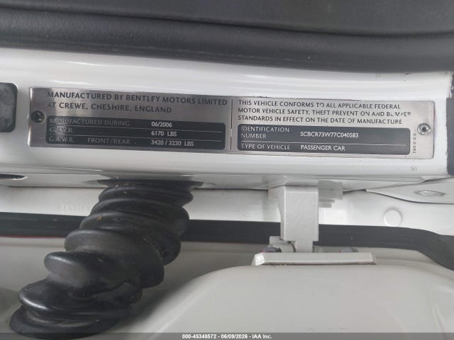 Продажа на аукционе авто 2007 Bentley Continental Gt, vin: SCBCR73W77C040583, номер лота: 45348572