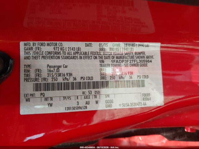 Aukcja sprzedaży 2015 Ford Focus Se, vin: 1FADP3F27FL305984, numer aukcji: 45348604