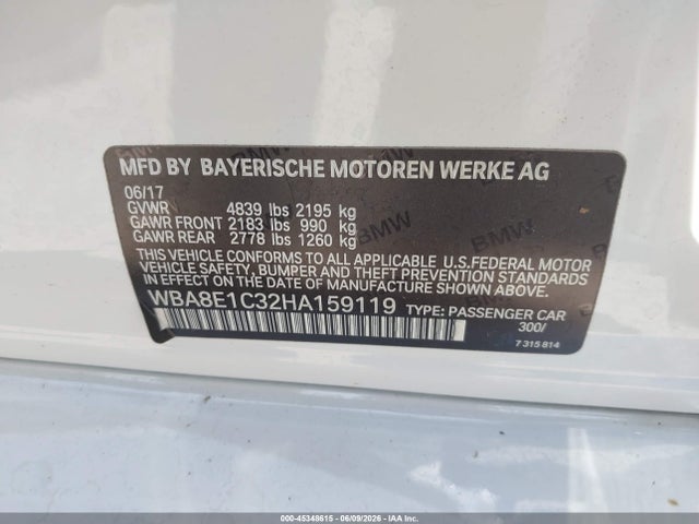 Aukcja sprzedaży 2017 Bmw 330e Iperformance, vin: WBA8E1C32HA159119, numer aukcji: 45348615