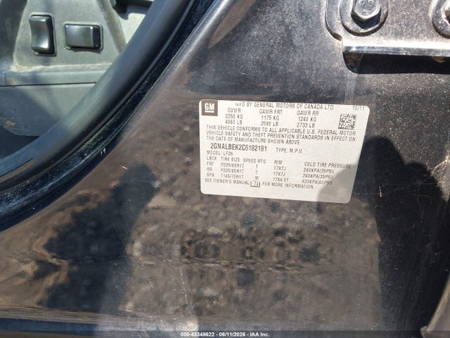 45348622 :رقم المزاد ، 2GNALBEK2C6182191 vin ، 2012 Chevrolet Equinox Ls مزاد بيع