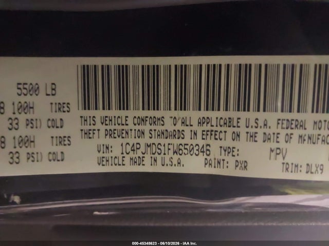 Продажа на аукционе авто 2015 Jeep Cherokee Limited, vin: 1C4PJMDS1FW650346, номер лота: 45348623