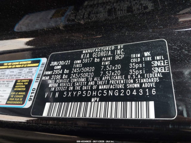 KIA Telluride Sx 2022 5XYP5DHC5NG204316 Image 9