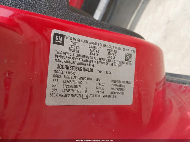 Продаж на аукціоні авто 2010 Chevrolet Silverado 1500 Lt, vin: 3GCRKSE38AG154128, номер лоту: 45348640