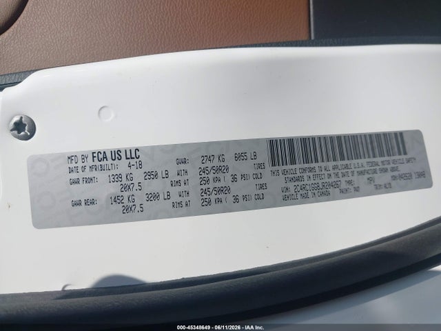 Продаж на аукціоні авто 2018 Chrysler Pacifica Limited, vin: 2C4RC1GG8JR204267, номер лоту: 45348649