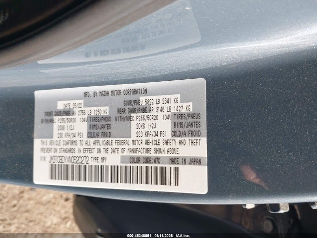 Продаж на аукціоні авто 2022 Mazda Cx-9 Carbon Edition, vin: JM3TCBDYXN0620272, номер лоту: 45348651