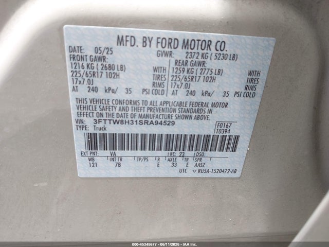Ford Maverick Xlt 2025 3FTTW8H31SRA94529 Image 9