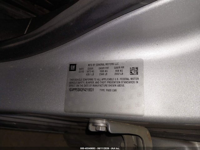 45348693 :رقم المزاد ، 1G4PP5SK2F4219531 vin ، 2015 Buick Verano مزاد بيع