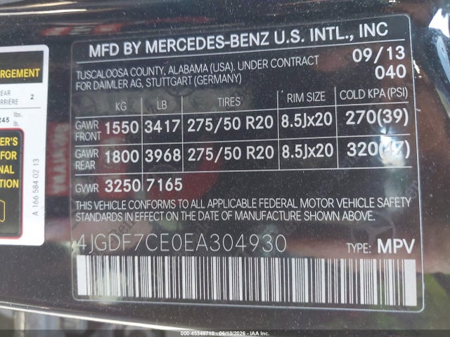 Mercedes-Benz Gl 450 4matic 2014 4JGDF7CE0EA304930 Image 9