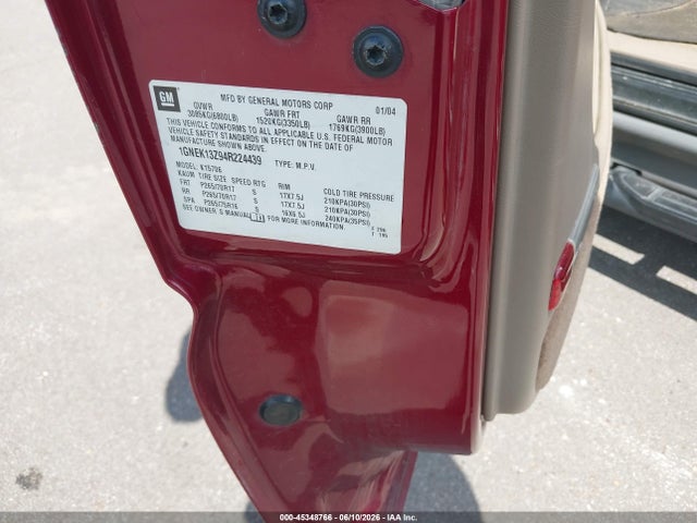 45348766 :رقم المزاد ، 1GNEK13Z94R224439 vin ، 2004 Chevrolet Tahoe Z71 مزاد بيع