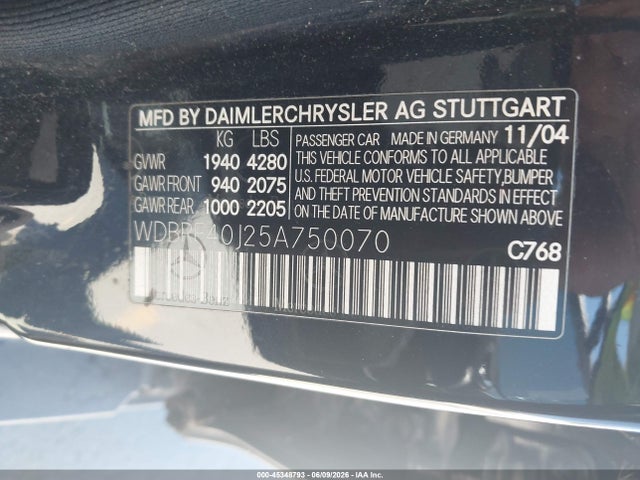 Продаж на аукціоні авто 2005 Mercedes-benz C 230 Kompressor Sport, vin: WDBRF40J25A750070, номер лоту: 45348793