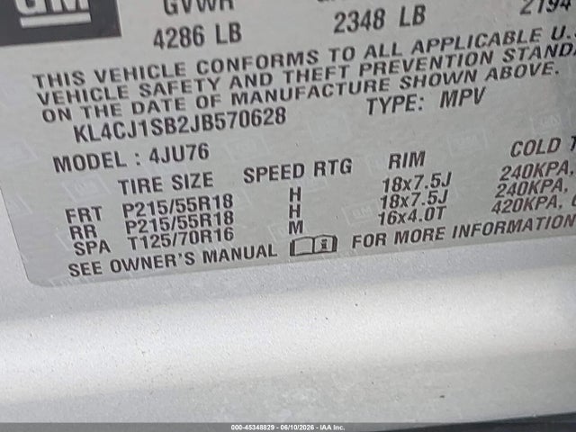 KL4CJ1SB2JB570628 Buick Encore Sport Touring