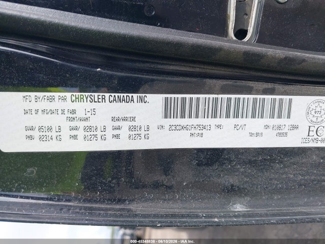 2015 Dodge Charger Sxt მანქანა იყიდება აუქციონზე, vin: 2C3CDXHG1FH753413, აუქციონის ნომერი: 45348838