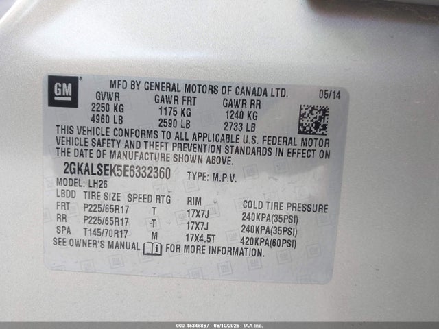 GMC Terrain Slt-1 2014 2GKALSEK5E6332360 Image 9