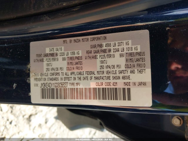 45348889 :رقم المزاد ، JM3KE4DY1G0805637 vin ، 2016 Mazda Cx-5 Grand Touring مزاد بيع