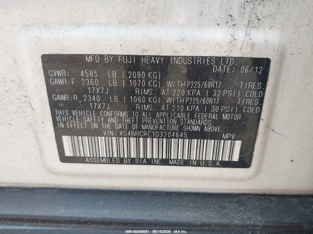 Продажа на аукционе авто 2013 Subaru Outback 2.5i Limited, vin: 4S4BRCPC1D3204645, номер лота: 45348897