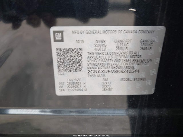 2GNAXUEV8K6241544 Chevrolet EQUINOX LT