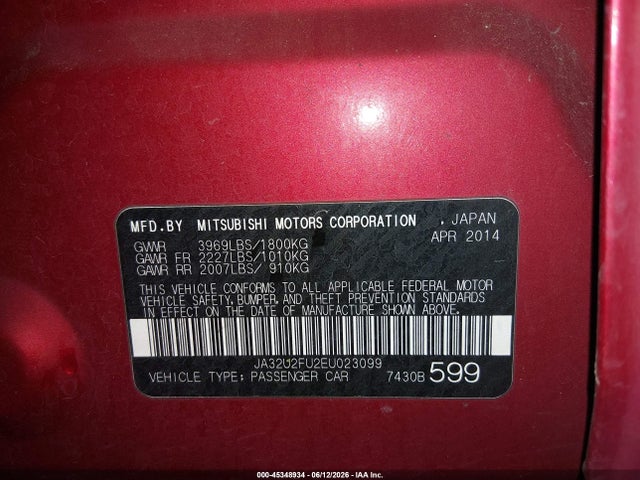 Mitsubishi LANCER ES 2014 JA32U2FU2EU023099 Image 9